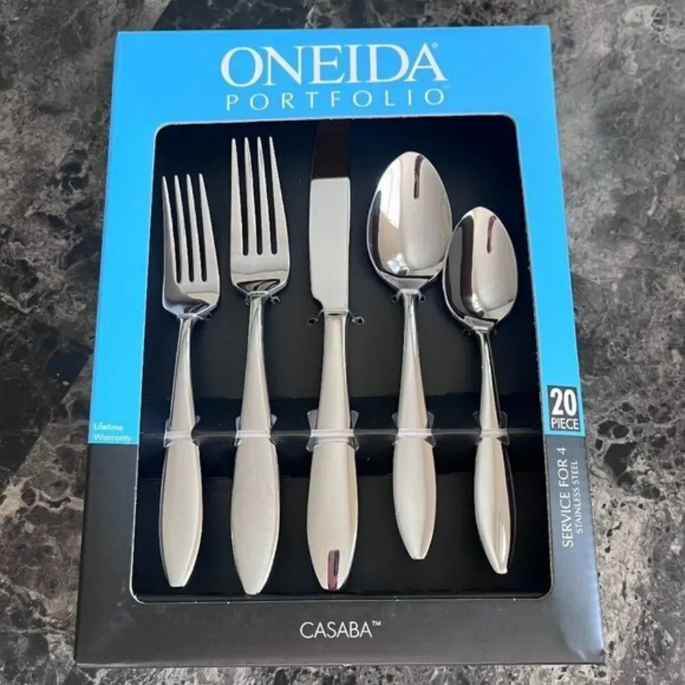 Oneida Casaba 20 Piece Everyday Premium Flatware Set, Service for 4